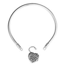 Pulsera de plata de ley 925 con forma de corazón para mujer, brazalete con forma de corazón, color plateado, para hacer joyas 2024 - compra barato