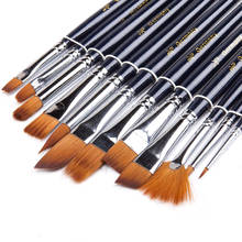 12 Pcs Short Pole Nylon Hair Paint Brush Watercolor,Oil,Acrylic Brushes Pen Set Pincel Para Pintura Art Supplies 2024 - buy cheap