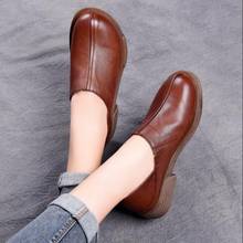 2021 Spring Ladies Genuine Leather Handmade Shoes Women Slip On Casual Shoes Flat Shoes Women Soft Loafers Flats 2024 - buy cheap