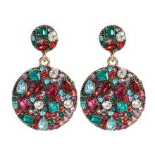 Vintage Multicolors Rhinestone Alloy Drop Dangle Earrings Jewelry Fashion Trendy Lady's Statement Earrings Accessories 2024 - buy cheap