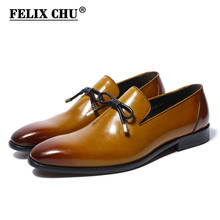 Classic Mens Loafers Shoes Genuine Leather Slip On Pointed Toe Formal Party Wedding Office Dress Shoes Brown Men Shoes 2024 - buy cheap