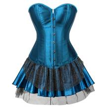 Gothic Corset Skirt Steampunk Tight Lace Bustiers Satin Boned Cosplay Peacock Feather Party Dresses Korsage Sexy for Women 2024 - buy cheap