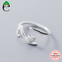 ElfoPlataSi 100% 925 Solid Real Sterling Silver Fashion Cat Openingl Ring Sizable 5 6 7 For Teen Girl Kid Xmas Gift XY1195 2024 - buy cheap