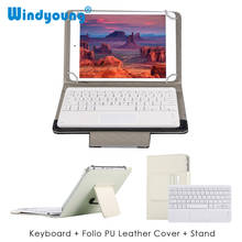 Teclado bluetooth com touchpad sem fio, teclado pequeno portátil universal para ipad e tablet com estojo de couro 2024 - compre barato