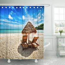 Vacation Holidays Two Beach Lounge Chairs Under Tent Shower Curtain Waterproof Fabric 60 x 72 Inches Set with Hooks 2024 - buy cheap