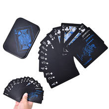 Chegada 1 Conjunto de Poker Jogando Cartas de Poker de Plástico PVC Preto À Prova D' Água Durável Com Caixa de Metal Presente Criativo 2024 - compre barato