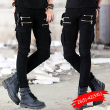 Зеленые черные джинсовые мужские байкерские джинсы скинни 2020 Подиумные потертые тонкие эластичные джинсы хип-хоп потертые брюки для скейтборда уличная одежда 2024 - купить недорого