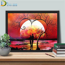 5D DIY Diamond Painting Full Square Abstract Love Tree,Couple In The Sunset Cross Stitch Gifts Round Embroidery Mosaic Pattern 2024 - buy cheap