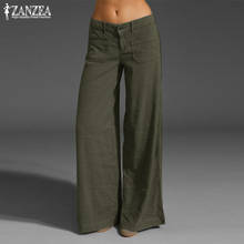 Button Front Summer Trousers 2022 ZANZEA Fashion Women's Wide Leg Pants Kaftan Solid Turnip Causal Turnip Pantalon 2024 - buy cheap
