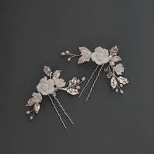 Floralbride artesanal ceram flor pérolas de água doce nupcial pino de cabelo casamento adesivo de cabelo feminino jóias acessórios para o cabelo 2024 - compre barato