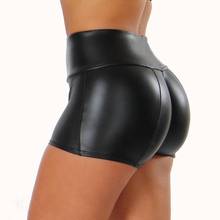 Женские сексуальные однотонные черные кожаные короткие леггинсы с высокой эластичной талией для тренировок, фитнеса, занятий спортом, йогой, шорты для женщин 2019 Мода 2024 - купить недорого