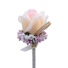 Wrist Boutonniere White Hot Pink Rose Bride Wrist Flowers Groom Flower Brooch Pin 2024 - buy cheap