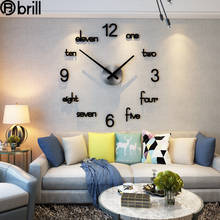 Black Large 3d Diy Wall Clock Modern Design Acrylic Silent Watch 3D Wall Sticker Clocks Wall Home Decor Living Room Big Clock 50 2024 - buy cheap