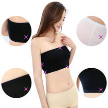 Top con relleno Bandeau sin tirantes para mujer, Tops básicos, sin tirantes Sujetador de encaje, Top de tubo suave y elástico 2024 - compra barato