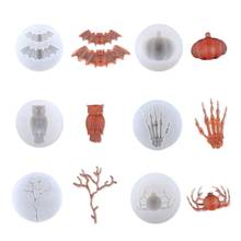 6Pcs Halloween Bat Owl Spider Skeleton Hand Silicone Resin Mold Jewelry Making Tool 2024 - buy cheap