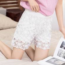 Shorts de renda feminino, moda lolita shorts de verão para mulheres com elástico cintura alta folgado doce princesa branca oca para rua 2024 - compre barato