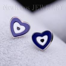 Newranos-pendientes de plata de ley 925 con forma de corazón, joyería de esmalte turco, ojo malvado, EYX003602 2024 - compra barato