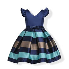 3-12 Years Girls Dress Stripe Princess Dresses BLUE PINK 2024 - buy cheap