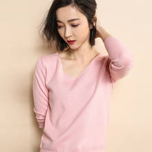 2022 new fashion women's pullover ladies V-neck cashmere wool knit solid color loose large size sweater 2024 - buy cheap