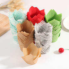 50 piezas tulipán flor Cupcake Liner hornear taza Caissettes Muffin Cupcake taza de papel 2024 - compra barato