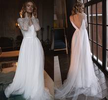 Wedding Dress Long Sleeve A-Line Crystal Court Train Floor Length Women Bridal Gowns Backless Robe De Mariee Gorgeous 2024 - buy cheap