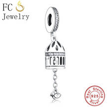 FC Jewelry Fit Original Brand Charms Bracelet Bangle 925 Sterling Silver Bird Cage Bead Pendant For Making Women Berloque Gift 2024 - buy cheap