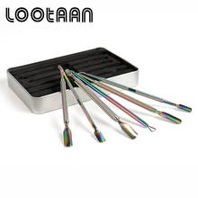 Lootaan 6 Pcs/set Nail Art Pusher Tool Dead SKin Remover Tool Manicure Cuticle Tool Kit Set Rainbow Dual-ended Stainless Steel 2024 - buy cheap