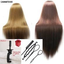 CAMMITEVER 2Pcs Blonde Brown Mannequins With 2 Brackets 4 Tools For Hairdress Training Head Doll Mannequin Hairdressers Manikin 2024 - buy cheap