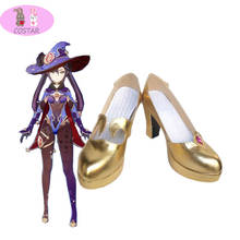 Costargenshin bocal para cosplay, sapatos de salto alto pu para cosplay, fantasia de carnaval, halloween, acessórios 2024 - compre barato