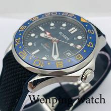 Bliger-relógio mecânico masculino, modelo de luxo 41mm, pulseira de borracha, com moldura de cerâmica de safira, display azul 2024 - compre barato