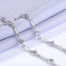 Exquisite Crystal Purple Bracelets Girl Birthday Gift Bright CZ Female Trendy 925 Sterling Silver Bracelet Lady Accessories 2024 - buy cheap