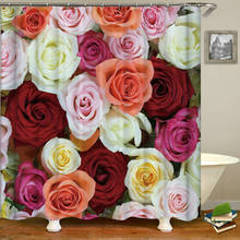 Cortinas de banho 3d, flores frescas, à prova d'água, banheiro, decoração da casa, tecido lavável, tela de banho, 180cm 2024 - compre barato