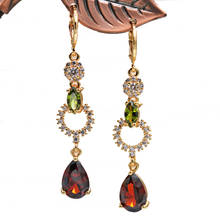 Trendy Dangle drop Earrings for Women's earrings red stone Gold round gold Earrings Trendy Jewelry for wedding  Gift accessories 2024 - buy cheap
