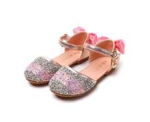 Glitter Sequin Flower Girls Shoes Flat For Wedding Round Toe Bowknots Mary Jane Shoes Little Girls Party Dress Pricess Flats 2024 - buy cheap
