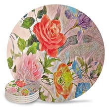 Porta copos para mesa de cerâmica, acessório floral para decoração de mesa de café da cozinha mola 2024 - compre barato