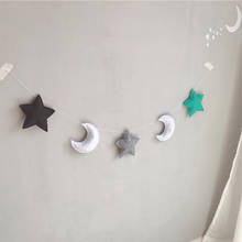 Decoração de parede, estrelas e lua em feltro nórdico, guirlanda de parede, faixa de tenda, tapete de cama, chá de bebê, ornamento de pendurar no quarto de crianças 2024 - compre barato