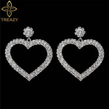 TREAZY Personality Silver Color Rhinestone Crystal Drop Earrings for Women Bride Heart Dangle Earrings Wedding Jewelry Brincos 2024 - buy cheap