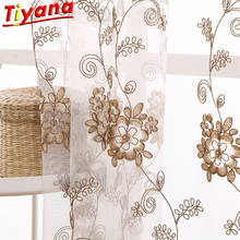 Cortinas bordadas brancas elegantes de tule para sala de estar flores de café tule bordado para varanda com fundo #30 2024 - compre barato
