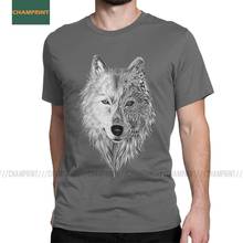 Gray Wolf T-Shirts Men Animal Wolves Wild Animals Creative 100% Cotton Tees Crewneck Short Sleeve T Shirt Original Clothing 2024 - buy cheap