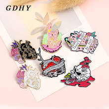 GDHY Organ Heart Skull Enamel Pin Rose Heart Skeleton There's better be cats Pink Coffin Crystal Brooch Badge Jewelry Gifts 2024 - buy cheap