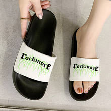 Chanclas con letras de moda Harajuku para mujer, sandalias transparentes de playa al aire libre, zapatillas de verano, zapatos de mujer 2021 verde rosa negro 2024 - compra barato
