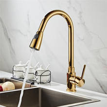 Pull Down Gold Kitchen Faucet Deck Mounted Mixer Tap 360 Degree Rotation Stream Sprayer Nozzle Kitchen Sink Hot Cold Taps D-042 2024 - buy cheap