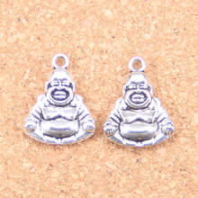 10 pçs amuletos de buda dupla face 20x16mm, pingentes antigos, joias vintage de prata tibetana, colar pulseira diy 2024 - compre barato