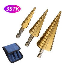 HSS Straight Groove Step Drill Bit Set Titanium Coated Wood Metal Hole Cutter Core Drills Set size of 3PCS 3-12mm 4-12mm 4-20mm 2024 - buy cheap