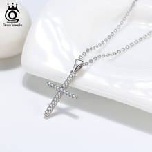 ORSA JEWELS Cross Pendant Necklace 925 Sterling Silver Women Jewelry Zircon Stone Choker Pendant Necklace Christmas Gift OSN219 2024 - buy cheap