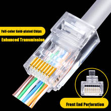 Conectores Ethernet perforados, Conector de Cable de red Modular chapado en oro, Cat5e, RJ45, 8P8C, 50u, rj-45, 100 Uds. 2024 - compra barato