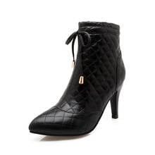 Bota de tamanho grande feminina bota tornozelo feminina calçado feminino de inverno fino com 2024 - compre barato