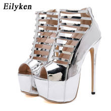 Eilyken Silver Nightclub Platform Pumps shoes Peep toe Extreme High heels Sexy Shoes Stilettos shoes For Women Size 35-40 2024 - buy cheap