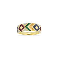 Fashion New Hand Jewelry Colorful Geometric Pattern Tribal Finger Beauty Shining Gold Color India Ring Zk30 2024 - buy cheap