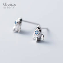 Modian Blue Crystal Rocket Stud Earrings For Women Exquisite Tiny Trendy 925 Sterling Silver Jewelry Female Korean Accessories 2024 - buy cheap